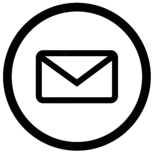 A black circle with an email icon envelope in the middle