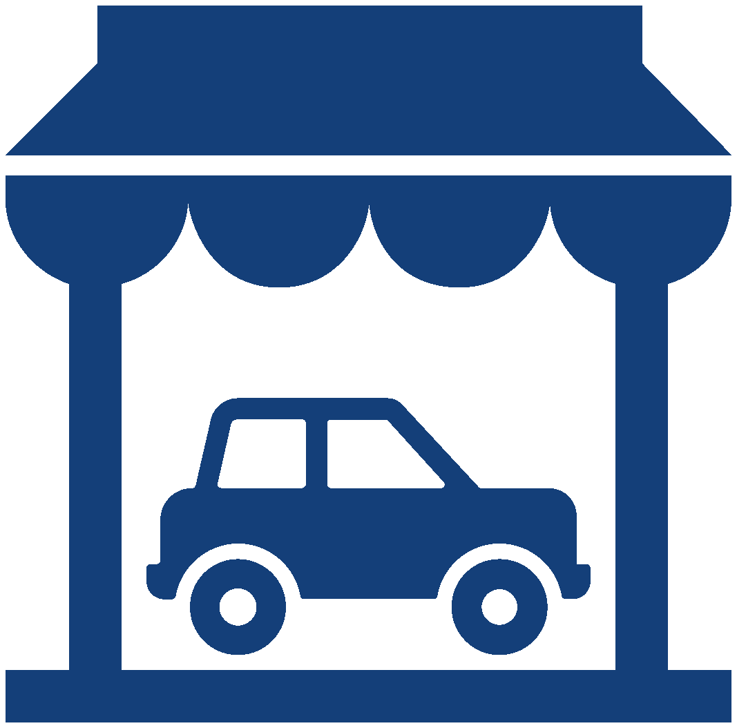 Car dealer icon with a car in a showroom